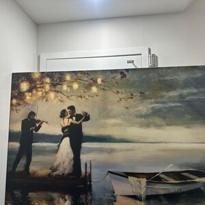 Romantic Evening Canvas Art with Violinist